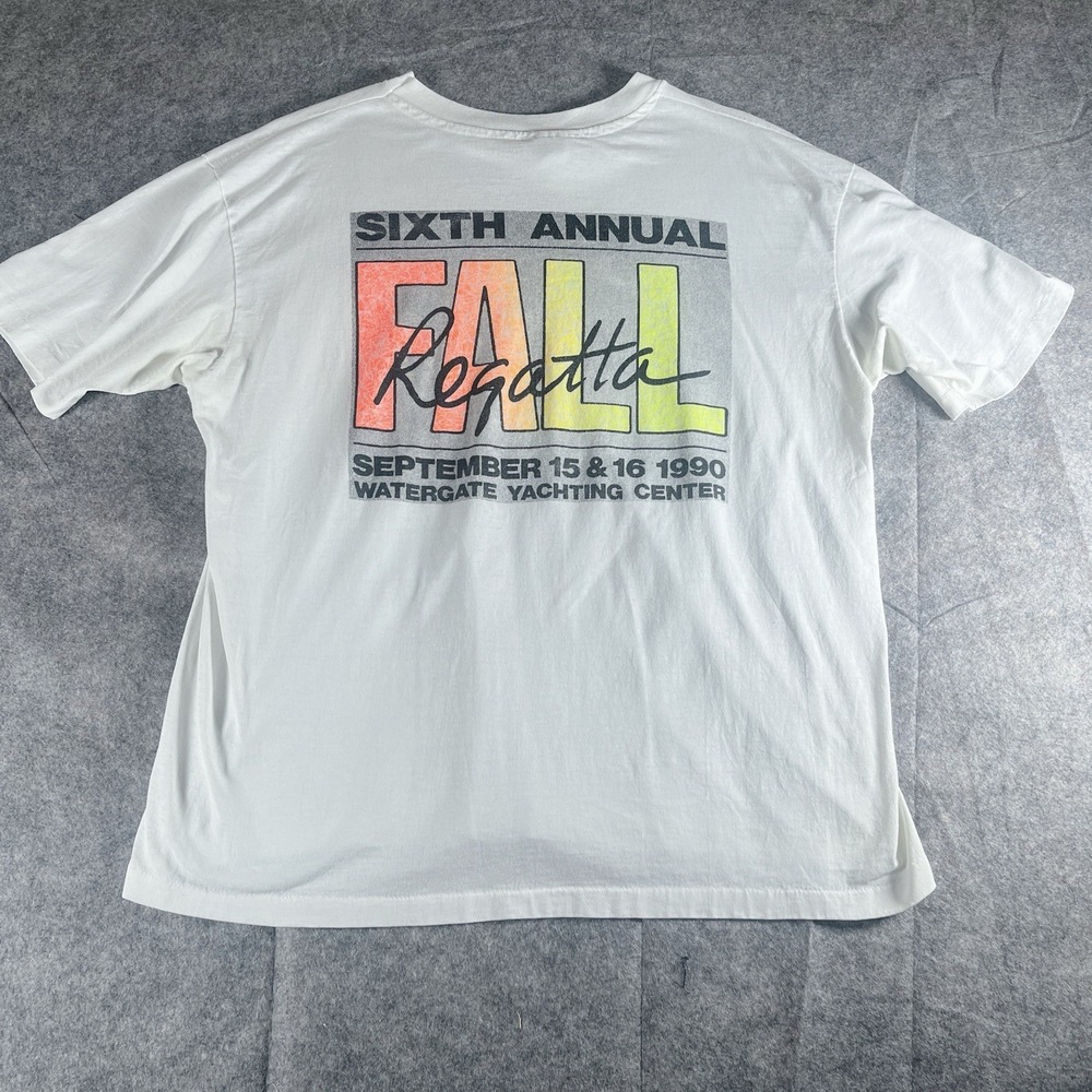 VINTAGE Hans Men Sixth Annual Fall Regatta 1990 White Tshirt Sz XL Single Stitch